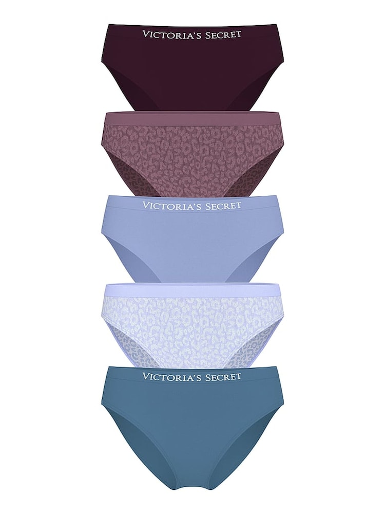 Victoria's Secret Red/Purple/Blue Bikini Knickers 5 Pack - Image 1 of 2
