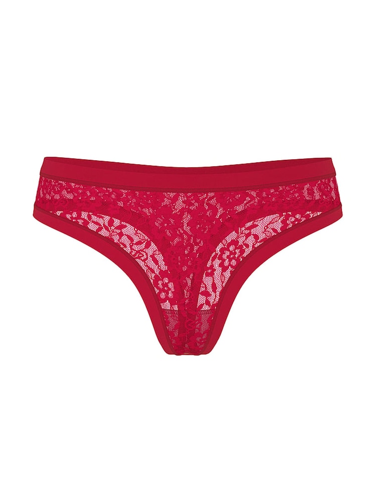 Victoria's Secret Red Lacquer Thong Lace Knickers - Image 3 of 3