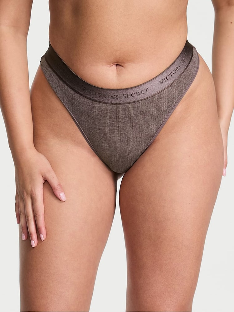 Victoria's Secret Cocoa Blush Heather Nude Thong Modal Logo Knickers - Image 1 of 3 Victoria's Secret Cocoa Blush Heather Nude Thong Modal Logo Knickers - Image 1 of 3