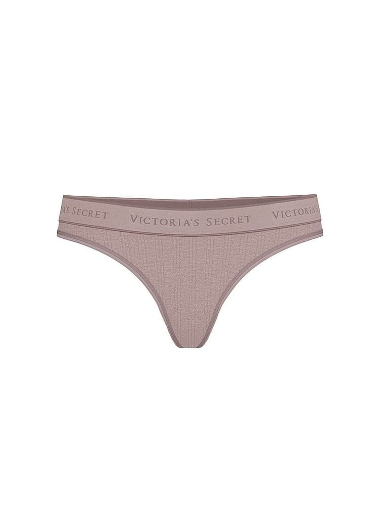 Victoria's Secret Cocoa Blush Heather Nude Thong Modal Logo Knickers - Image 3 of 3