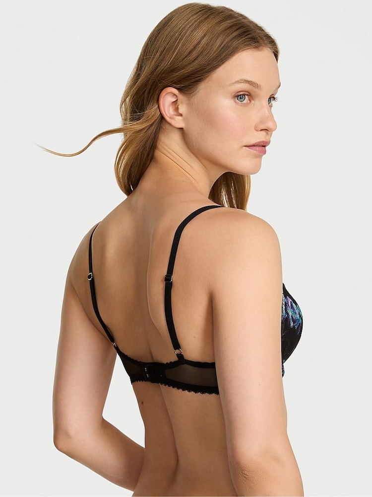 Victoria's Secret Electric Blue Lightly Lined Demi Orchid Embroidery Bra - Image 2 of 2