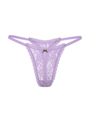 Victoria's Secret Jasmine Shimmer Purple Milan Thong Knickers - Image 3 of 3