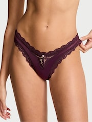Victoria's Secret Winter Wine Red Lace Trim Brazilian Knickers - Image 1 of 4