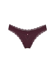 Victoria's Secret Winter Wine Red Lace Trim Brazilian Knickers - Image 4 of 4