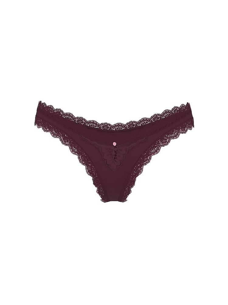 Victoria's Secret Winter Wine Red Lace Trim Brazilian Knickers - Image 4 of 4
