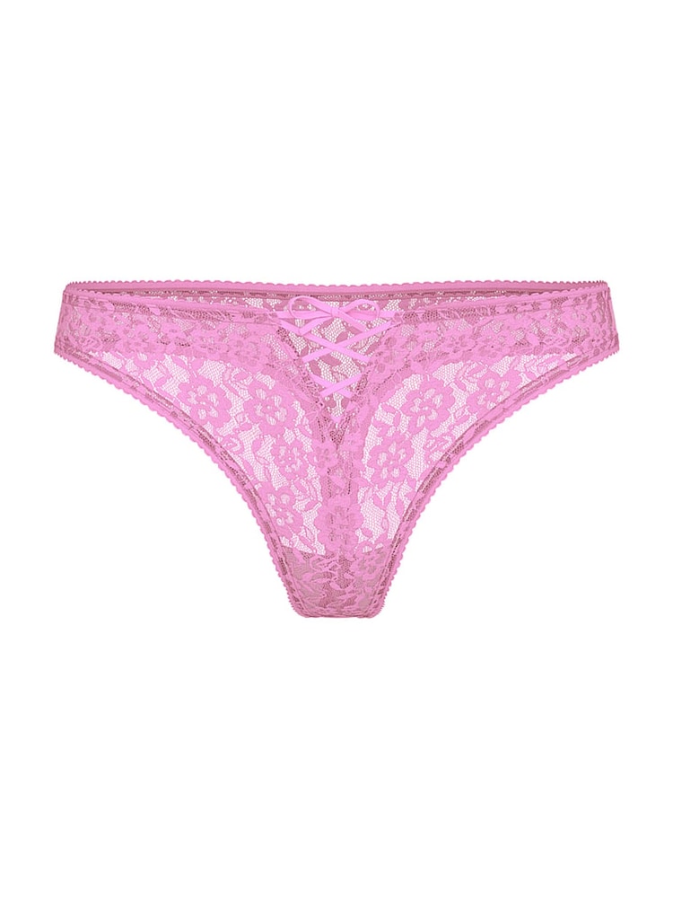 Victoria's Secret Lilac Shimmer Purple Thong Lace Up Knickers - Image 4 of 4 Victoria's Secret Lilac Shimmer Purple Thong Lace Up Knickers - Image 4 of 4