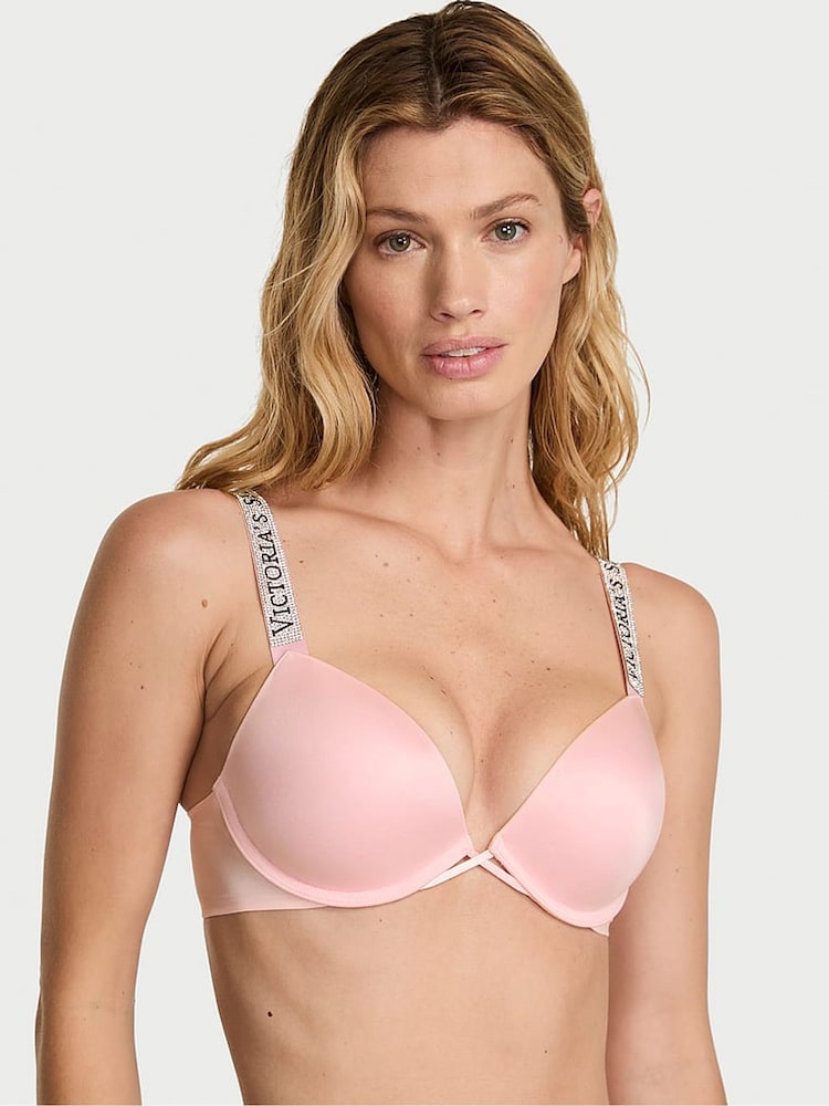 Victoria's Secret Angel Pink Push Up Shine Strap Bra - Image 1 of 2