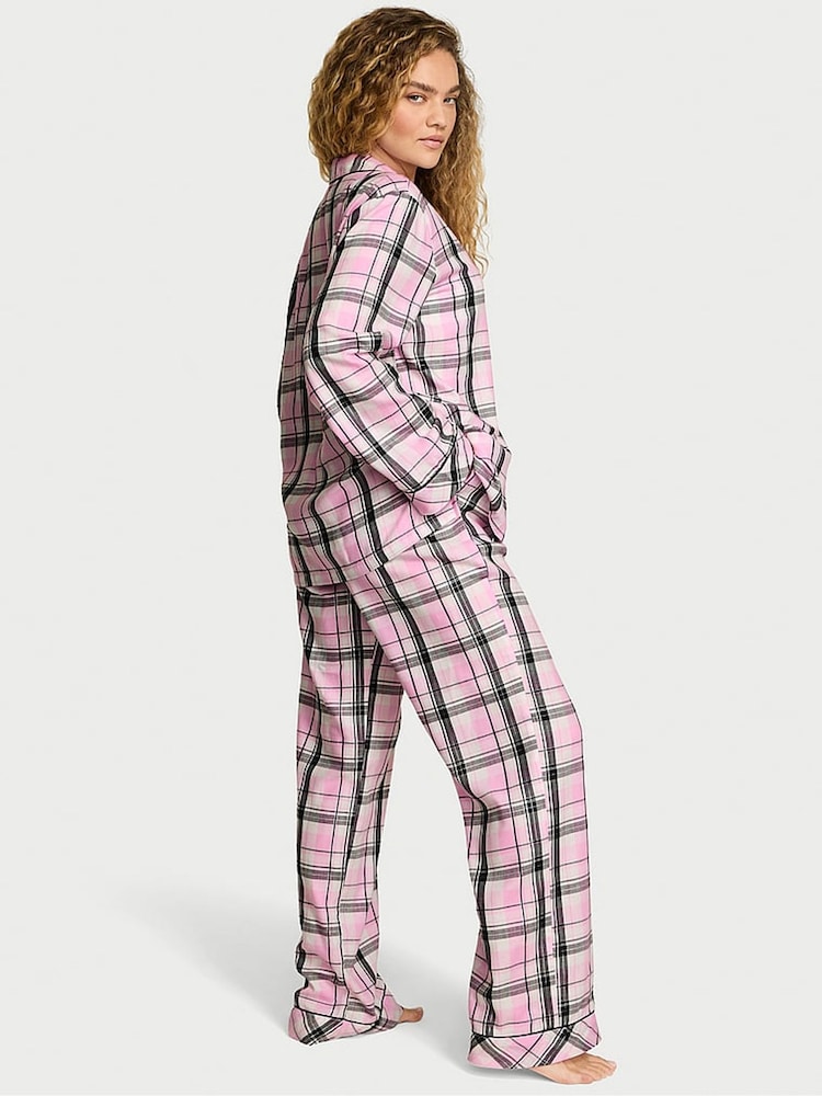 Victoria's Secret Coconut White/Black/Gold/Pink Plaid Flannel Long Pyjamas Set - Image 2 of 3 Victoria's Secret Coconut White/Black/Gold/Pink Plaid Flannel Long Pyjamas Set - Image 2 of 3