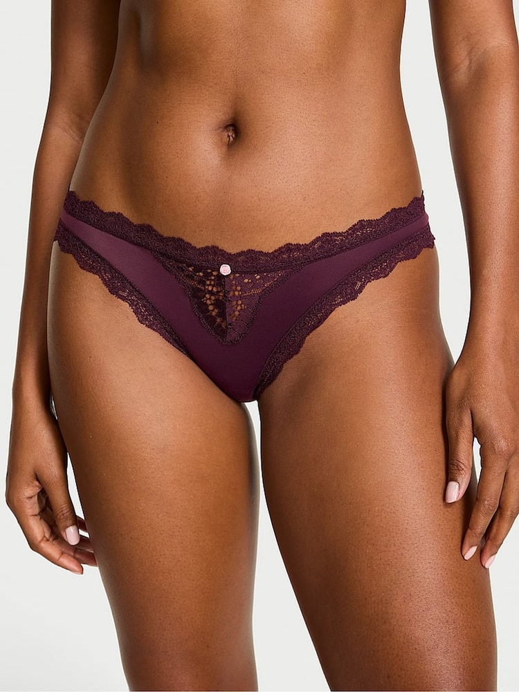 Victoria's Secret Winter Wine Red Lace Trim Bikini Knickers - Image 1 of 3