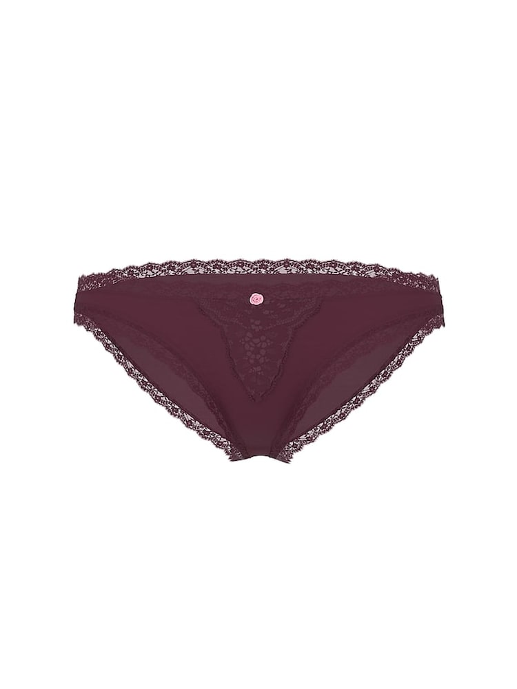Victoria's Secret Winter Wine Red Lace Trim Bikini Knickers - Image 3 of 3