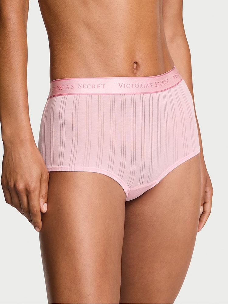 Victoria's Secret Pretty Blossom Pink Short Modal Logo Knickers - Image 1 of 2 Victoria's Secret Pretty Blossom Pink Short Modal Logo Knickers - Image 1 of 2