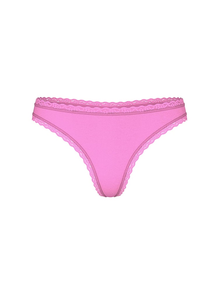 Victoria's Secret Lilac Shimmer Purple Thong Cotton Lace Trim Knickers - Image 3 of 3