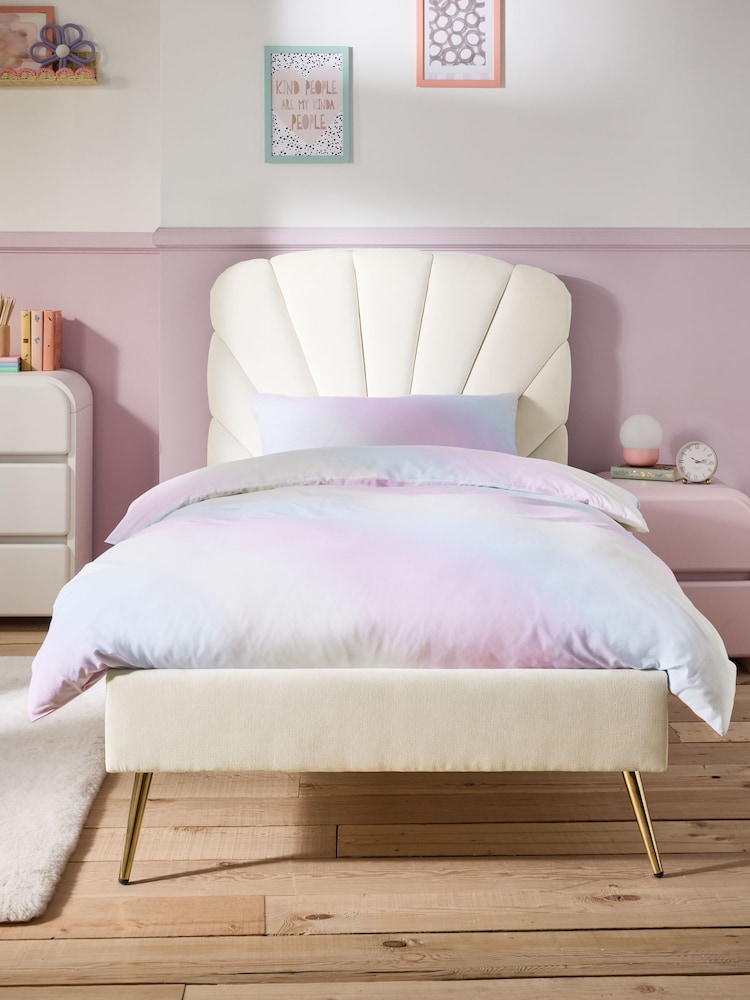 Relaxed Chenille Oyster Natural Sunray Single Bed Frame - Image 1 of 3