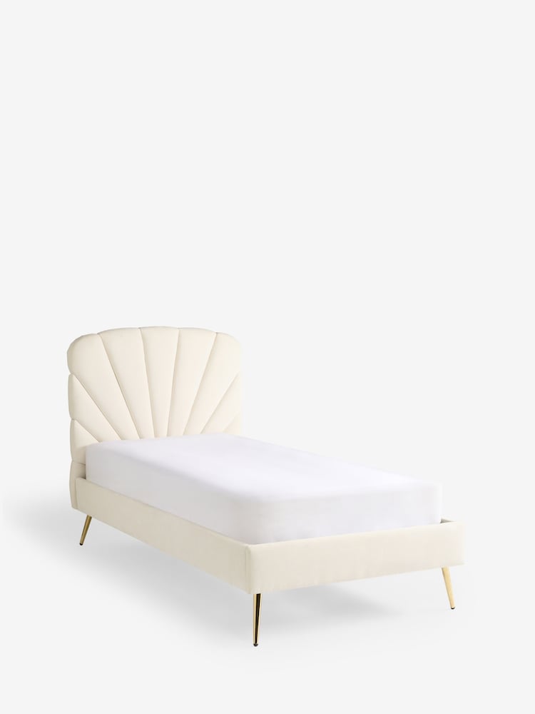 Relaxed Chenille Oyster Natural Sunray Single Bed Frame - Image 2 of 3