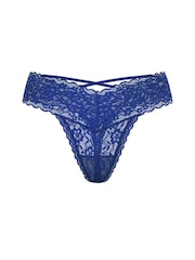 Victoria's Secret Royal Blue Thong Lace Strappy Back Knickers - Image 3 of 3