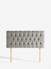 Plush Chenille Light Grey Parisian Buttoned Upholstered Headboard - Image 1 of 1