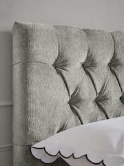 Plush Chenille Light Grey Parisian Buttoned Upholstered Headboard - Image 3 of 4
