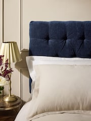 Fine Chenille Dark Navy Blue Parisian Buttoned Upholstered Headboard - Image 2 of 4