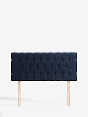 Fine Chenille Dark Navy Blue Parisian Buttoned Upholstered Headboard - Image 4 of 4