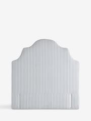 Patterned Emmett Stripe China Blue Grand Country Tall Upholstered Headboard - Image 4 of 5