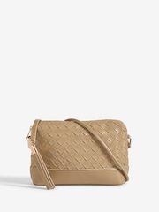 Friends Like These Sage Green Weave Knotted Handle Cross-Body Bag - Image 1 of 5
