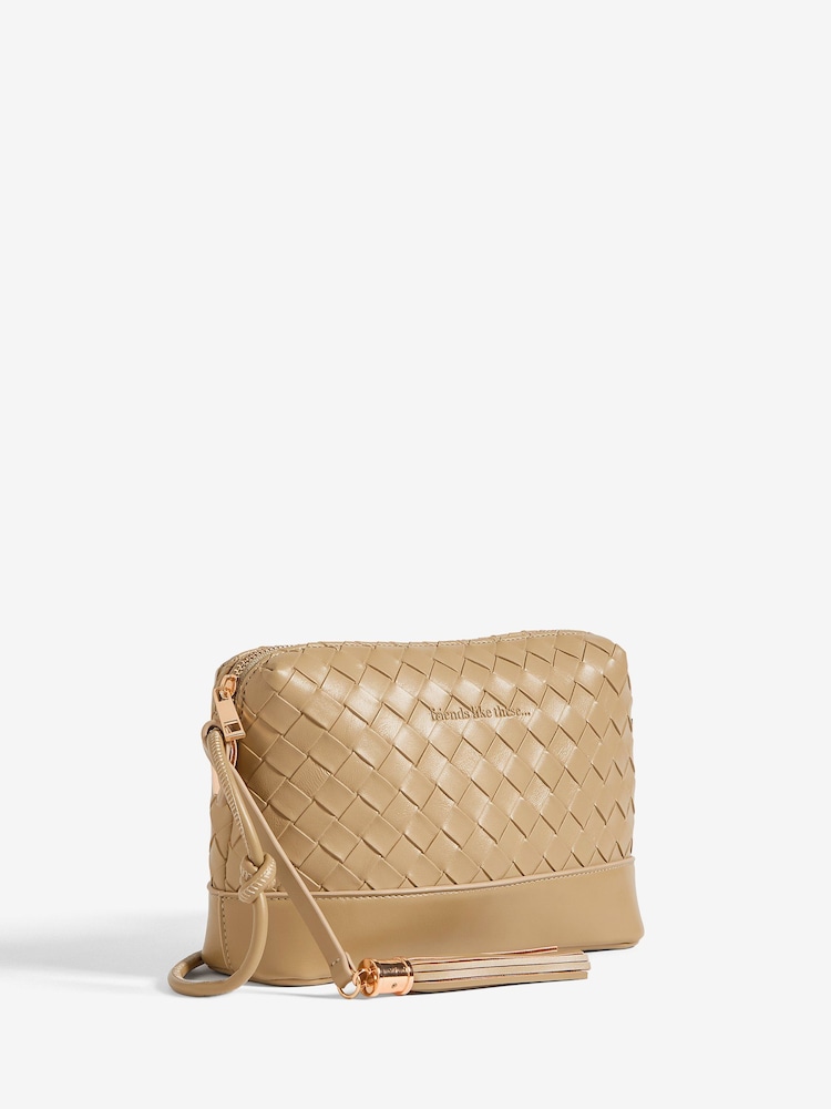Friends Like These Sage Green Weave Knotted Handle Cross-Body Bag - Image 2 of 5