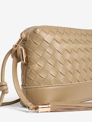 Friends Like These Sage Green Weave Knotted Handle Cross-Body Bag - Image 3 of 5