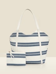 Sosandar Blue Stripe Large Beach Bag - Image 1 of 5