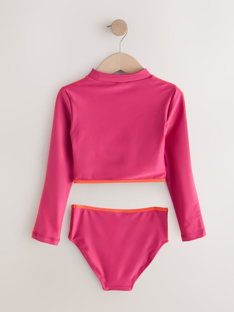 Red/Orange Slogan Long Sleeve Bikini (3-16yrs) - Image 2 of 4 Red/Orange Slogan Long Sleeve Bikini (3-16yrs) - Image 2 of 4