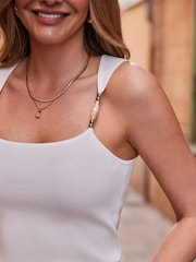 Sosandar White Beaded Strap Vest Top - Image 2 of 5