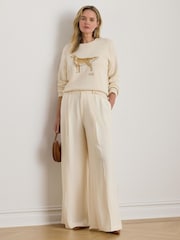 Lauren Ralph Lauren Cream Curve Tonal Logo Knit Jumper - Image 3 of 4