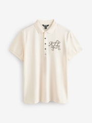 Crema de mascarpone - Lauren Ralph Lauren Kiewick Beaded Logo Cotton Piqué Polo Shirt - Imagen 1 de 1