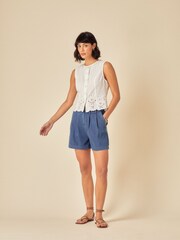 Nobodys Child White Layla Seersucker Button Down Broderie Scallop Hem 100% Cotton Waistcoats - Image 3 of 5