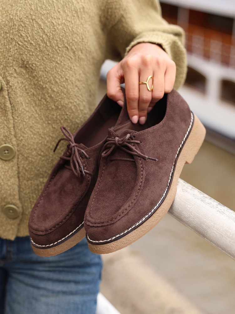 Linzi Brown Perth Laced Chunky Loafers - Image 1 of 5 Linzi Brown Perth Laced Chunky Loafers - Image 1 of 5