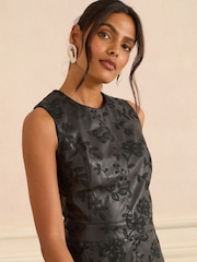 Love & Roses Black Floral Embroidered Faux Leather Mini Dress - Image 4 of 4