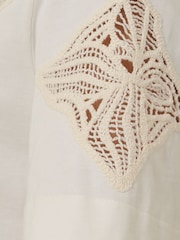 Jigsaw Cream 100% Cotton Embroidered T-Shirt - Image 5 of 7