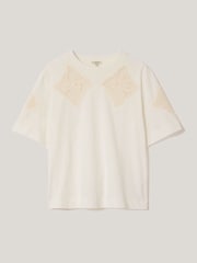 Jigsaw Cream 100% Cotton Embroidered T-Shirt - Image 7 of 7