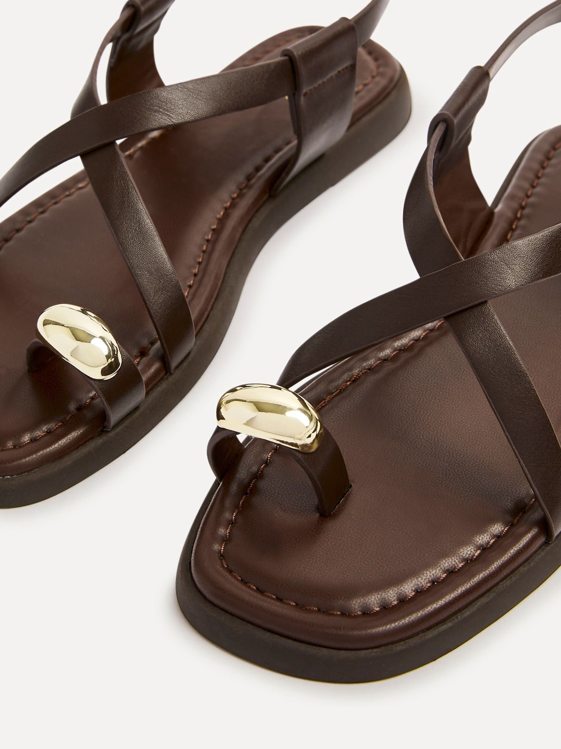 Buy Linzi Brown Salma Strappy Flat Sandals With Toe Ring from Next USA