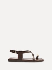 Linzi Brown Salma Strappy Flat Sandals With Toe Ring - Image 4 of 8