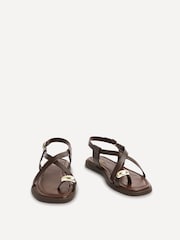 Linzi Brown Salma Strappy Flat Sandals With Toe Ring - Image 7 of 8
