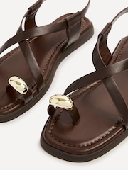 Linzi Brown Salma Strappy Flat Sandals With Toe Ring - Image 8 of 8