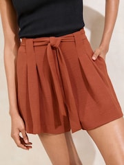 Lipsy Rust Tie Waist Shorts - Image 1 of 4