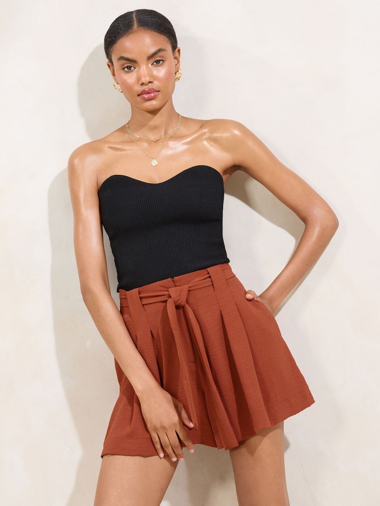 Lipsy Rust Tie Waist Shorts - Image 2 of 4