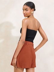 Lipsy Rust Tie Waist Shorts - Image 3 of 4
