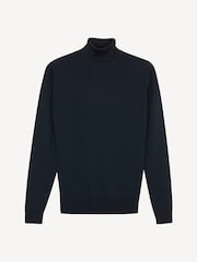 John Smedley Blue Cherwell Roll Neck Merino Wool Jumper - Image 6 of 6