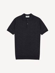 John Smedley Blue Payton Short Sleeve Merino Wool Polo Shirt - Image 1 of 1