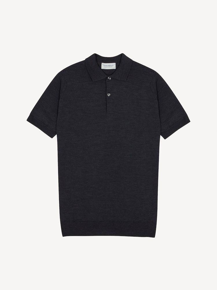 John Smedley Blue Payton Short Sleeve Merino Wool Polo Shirt - Image 1 of 1
