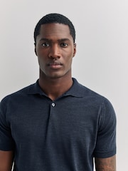 Blau - John Smedley Payton Short Sleeve Merino Wool Polo Shirt - Bild 5 von 6