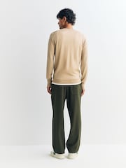John Smedley Cream Lundy Long Sleeve Merino Wool Crew Neck Jumper - Image 2 of 4