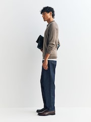 John Smedley Brown Belper Long Sleeve Merino Wool Polo Shirt - Image 4 of 6